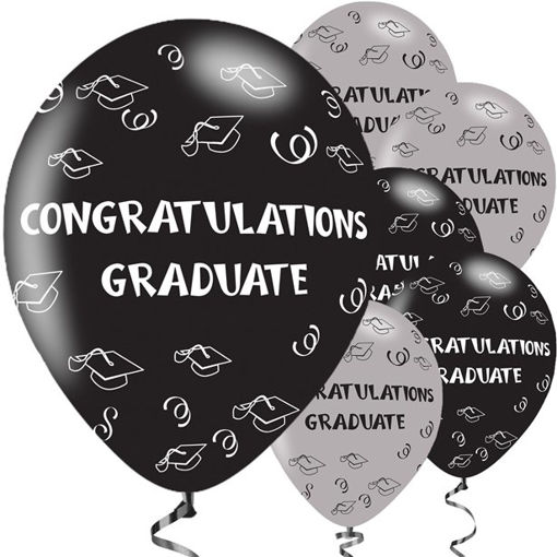 Picture of CONGRATULATIONS GRADUATE BALLOONS 11 INCH - 6 PACK